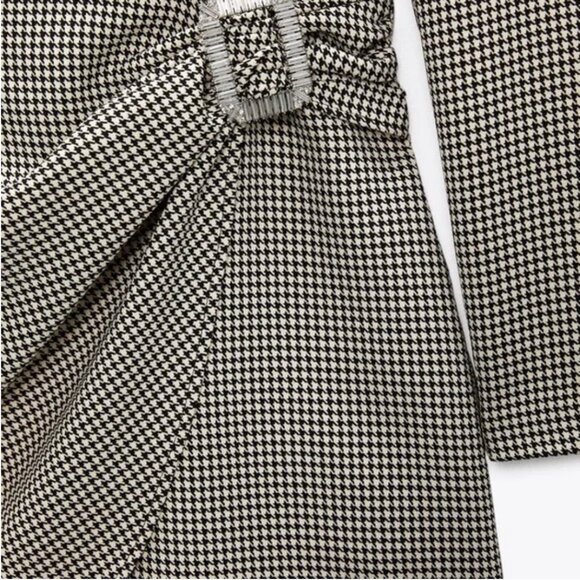 ZARA HOUNDSTOOTH BLAZER DRESS Crystal buckle Size M NEW WITH TAG! - Picture 7 of 15